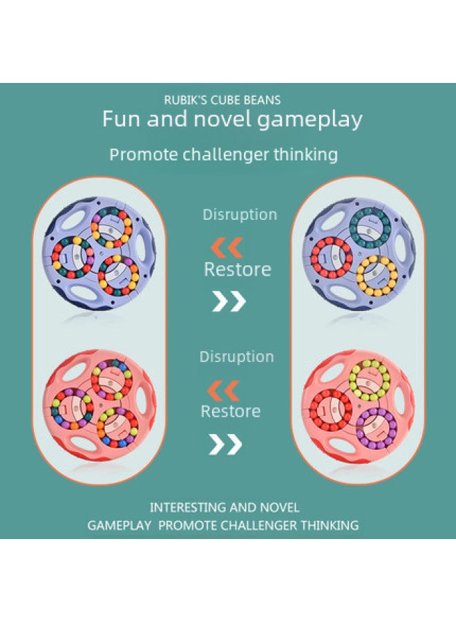 Children's Rubik's Cube Fingertip Toy Rotating Ball Puzzle Small Magic Bean Decompression Gyro Moving Double-sided Ball Magic Disk-Color:Double-sided Rotating Ball Disc. Pink (English Packaging) - Image 3